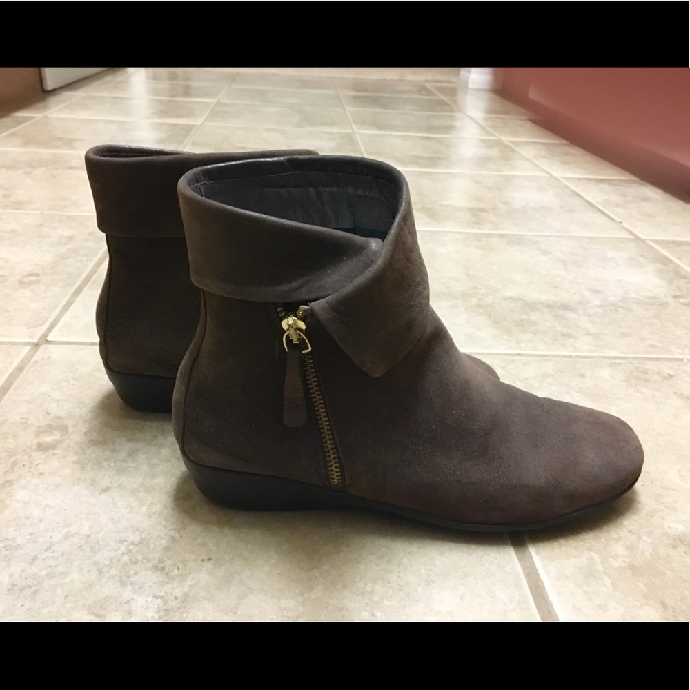 24H Casual Dark Brown Real Leather Suede Booties